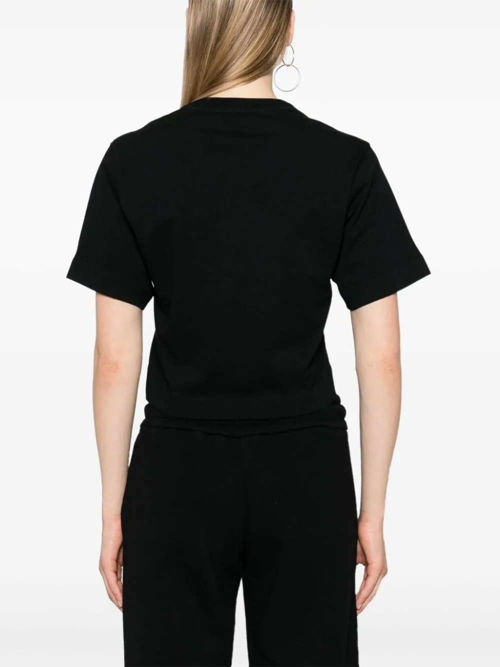 Off White Black Cotton Crop Thirt